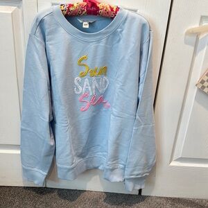 EUC Light Blue Lilly Pulitzer Sweatshirt with Embroidered and Beaded text L
